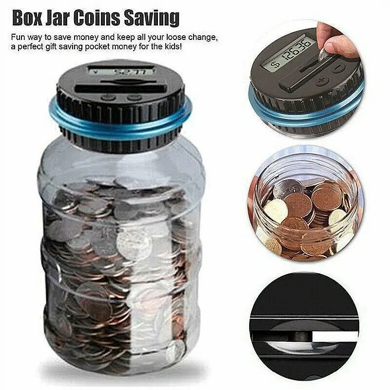 TOPMALL Piggy bank Digital savings can coin savings LCD counting can gift Malaysian currency