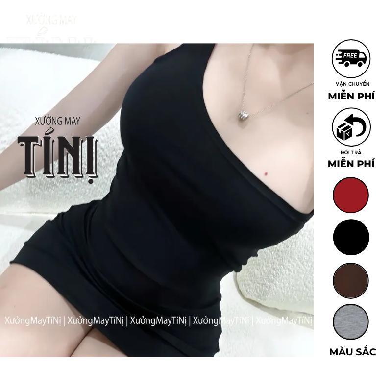 (Mã_B5) Đầm Body chéo vai form ôm vải thun rip Trung Mềm Mịn Mát