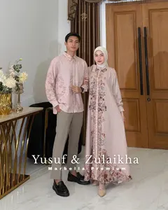 Faraz Label - YUSUF ZULAIKHA COUPLE SET Busana Muslim Wanita Baju Koko Dress Lebaran 2026 Sarimbit Printing Marbella Premium