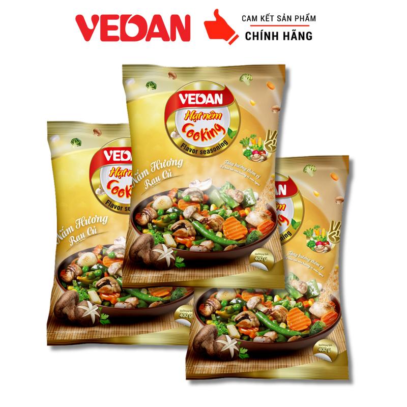 Combo 3 Gói Hạt Nêm Nấm Hương Chay Rau Củ VEDAN 400g - Đậm Đà Hương Vị Nấm