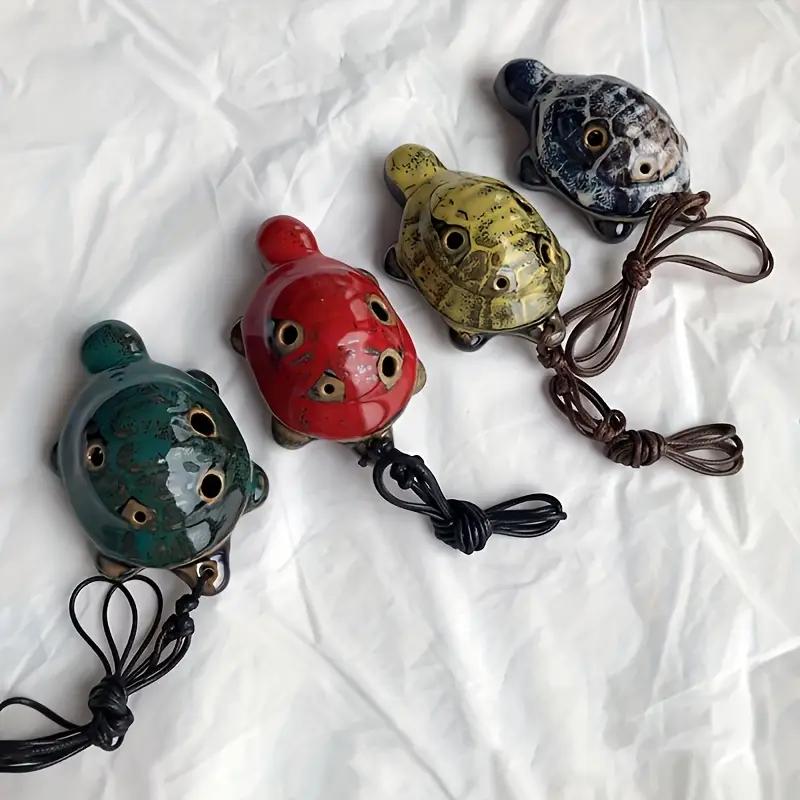 Product Introduction of 1pc Small Turtle Pottery Flute Cartoon Pottery Flute Puzzle Kiln Transformation Series 6-holes Pottery Flute 12