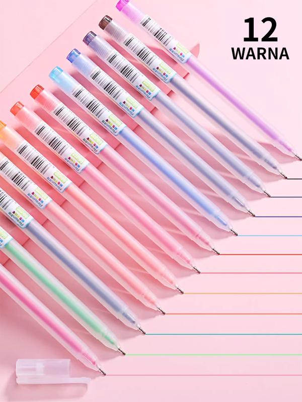 Pena gel 0,5 mm 12 warna gaya sederhana / Pena akuntansi tangan pena tanda tangan berwarna-warni - coco_market 1