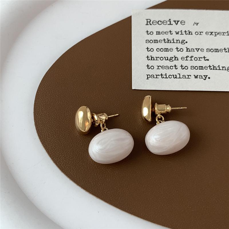 French Elegant Gold Color Bean Spliced Metal Drop Earrings for Korean Fashion Jewelry Party Women's Summer Accessorie 3