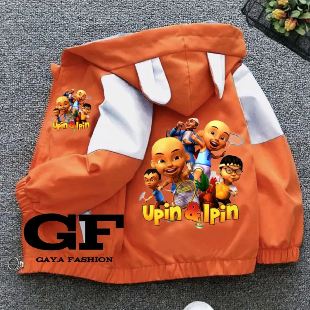 jaket anak kombinasi motif gambar upin-ipin cocok untuk anak laki-laki masakini