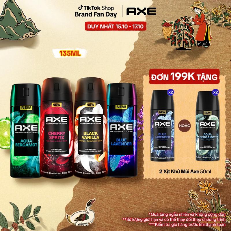 Xịt thơm nước hoa cao cấp AXE 135ml, Fine Fragrance mist lưu hương tinh tế và hỗ trợ khử mùi lên tới 72h [v]