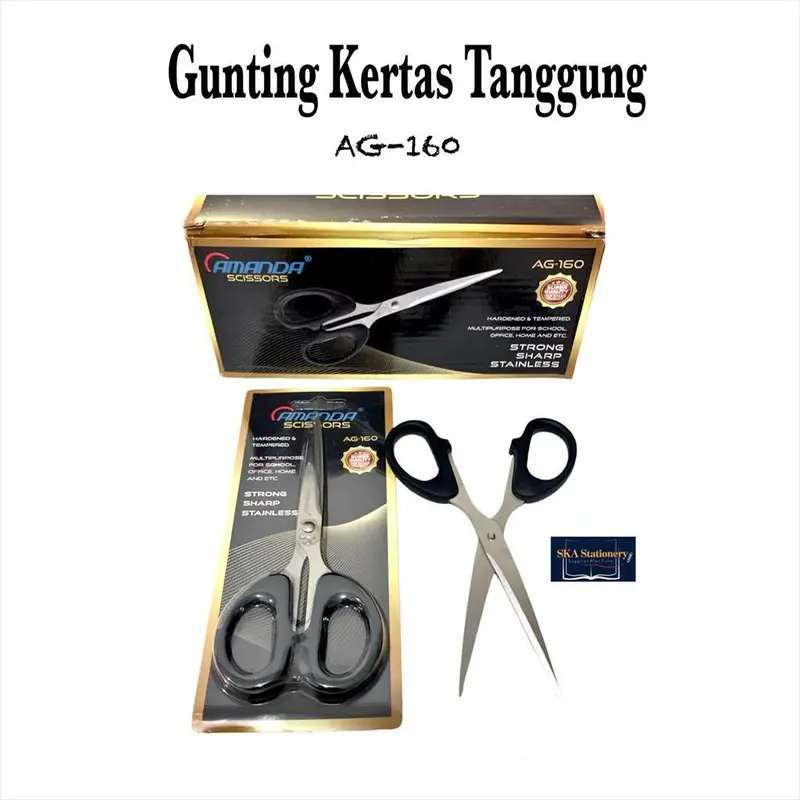 Gunting Kertas/Pemotong Kertas Tanggung Hitam Stainless AG 160 (Pcs) 0
