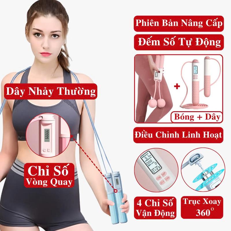 Dây Nhảy Thể Dục Có Đếm Số Điện Tử Tự Động Dây Nhảy Đếm Số Điện Tử Tay Cầm Chống Trượt