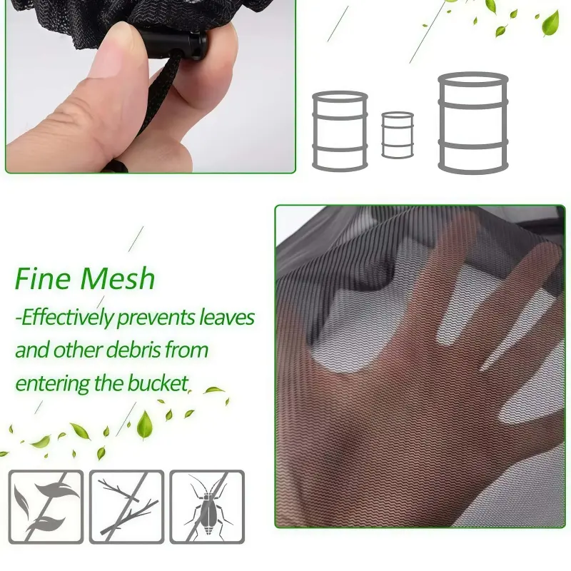 60/80cm Rain Barrel Cover Anti-mosquito Adjustable Rainwater Filtration Gardening Tools Water Tank Protector Outdoors Catchment Net