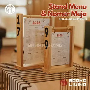 Stand Gantungan Menu x Nomer Meja Promo Nomer Meja Kalender Kayu Resto Cafe Jadwal Sekolah