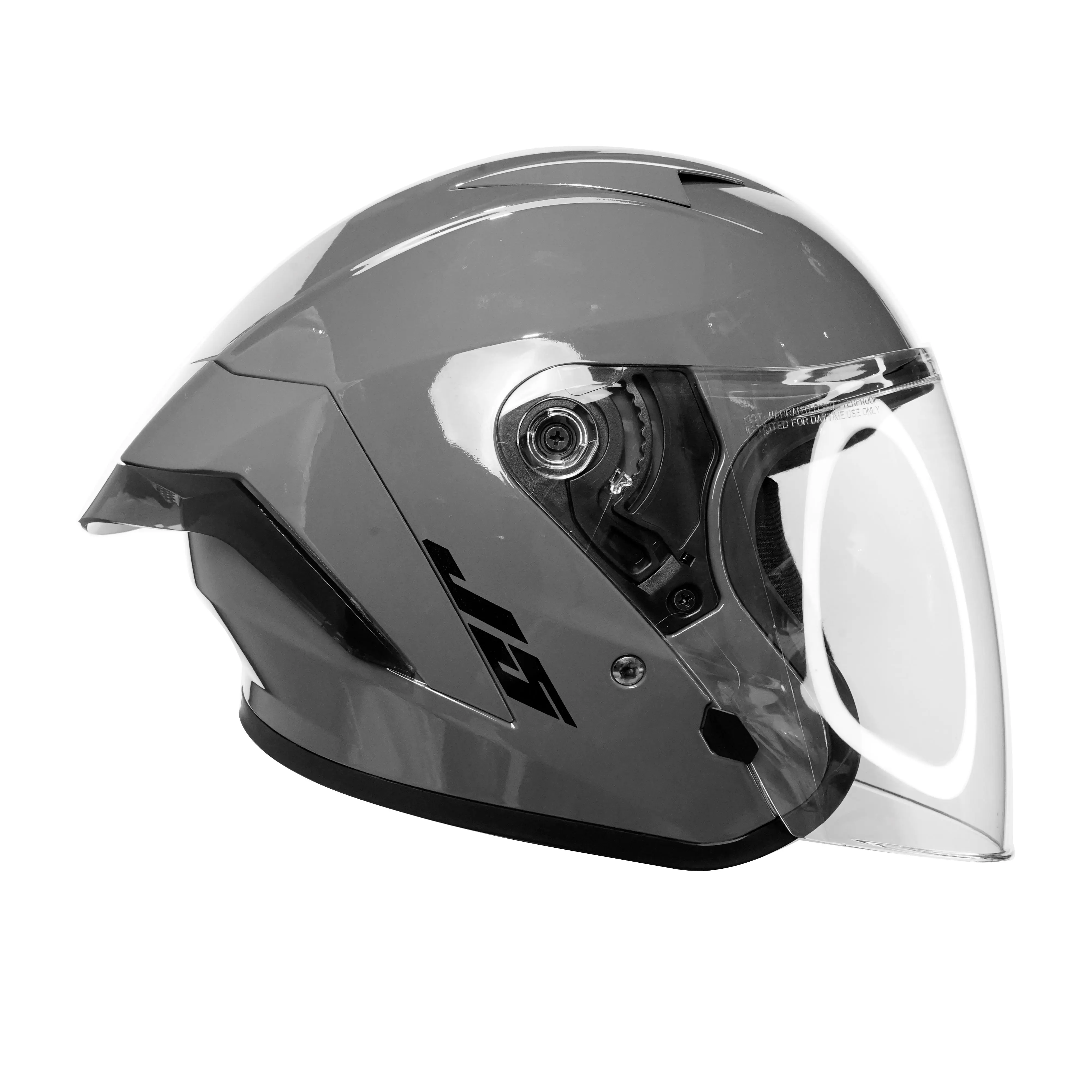 Helm Half Face Mla J5 Solid Grey Glosy Paket Ganteng Kaca Clear+Spoilre Helm Terbaru Helm Dewasa Pria Wanita SNI
