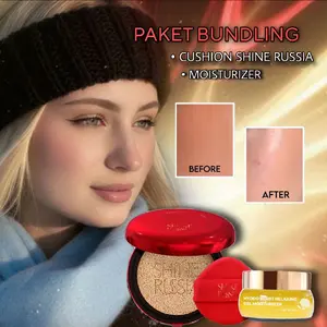 Shine Russia + PAKET BUNDLING Cushion Bunga Matahari Dengan Refill & Moisturizer Hydro Burst Relaxing Gel Perawatan Wajah Mengandung Sunflower Seed Oil & Multi Ceramide