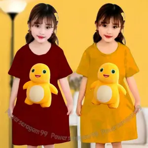 Daster Anak Perempuan Motif DINO KUNING NAILONG LUCU VIRAL KEKINIAN