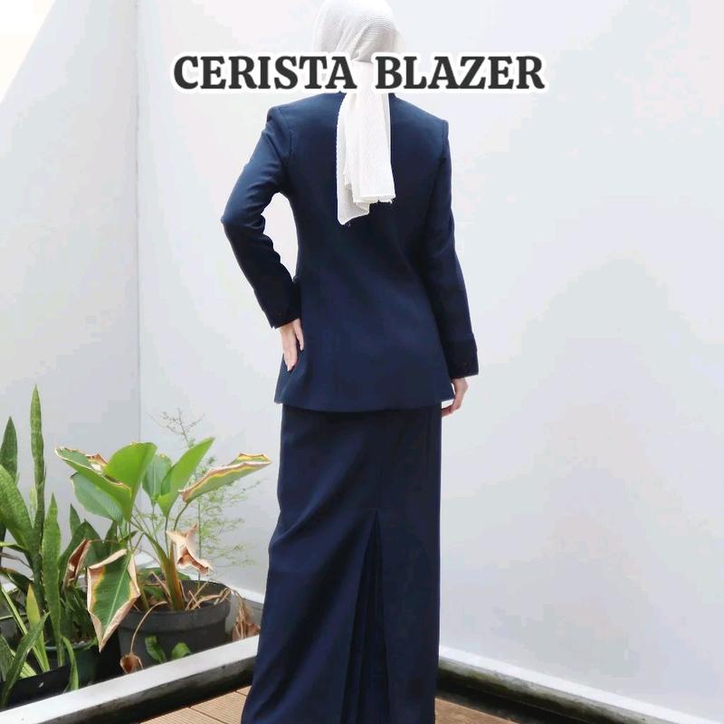 Seragam guru Navy set rok span (270). 3