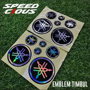 Stiker Emblem Logo Yamaha Timbul 3D Resin Lentur Sticker Logo Emblem Yamaha Warna Hologram Krom Pelangi isi 6 pcs