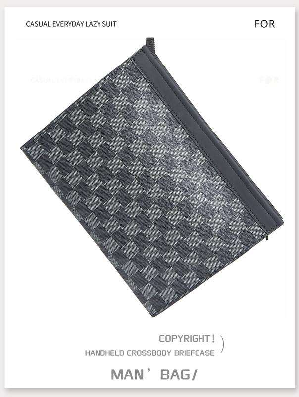 Product Introduction of Handbag Handbag 2023 new fashion men&#039;s bag plaid leisure business briefcase file bag envelope bag 7