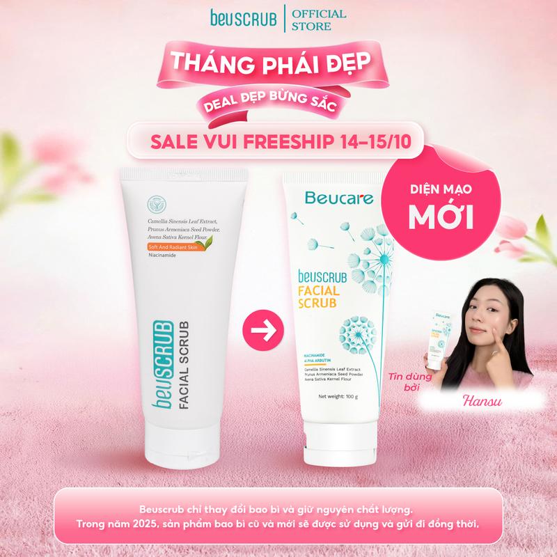 [DEAL SỐC DUY NHẤT HÔM NAY] BEUSCRUB Tẩy Tế Bào Chết Cho Da Mặt 100g - Skincare Làm Đẹp Da, Hỗ Trợ Làm Sạch Da, Dưỡng Ẩm Dịu Nhẹ, Giúp Da Mịn Màng và Tươi Sáng  Women - TDC61 Trà