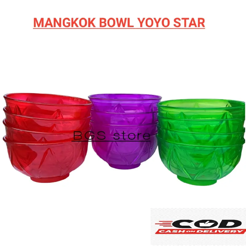 Promo 6 pcs Mangkok Besar Bulat Bakso Bowl akrilik plastik yoyo star/ Mangkuk Greenline Mika Plastik Diameter 16 Cm. 1