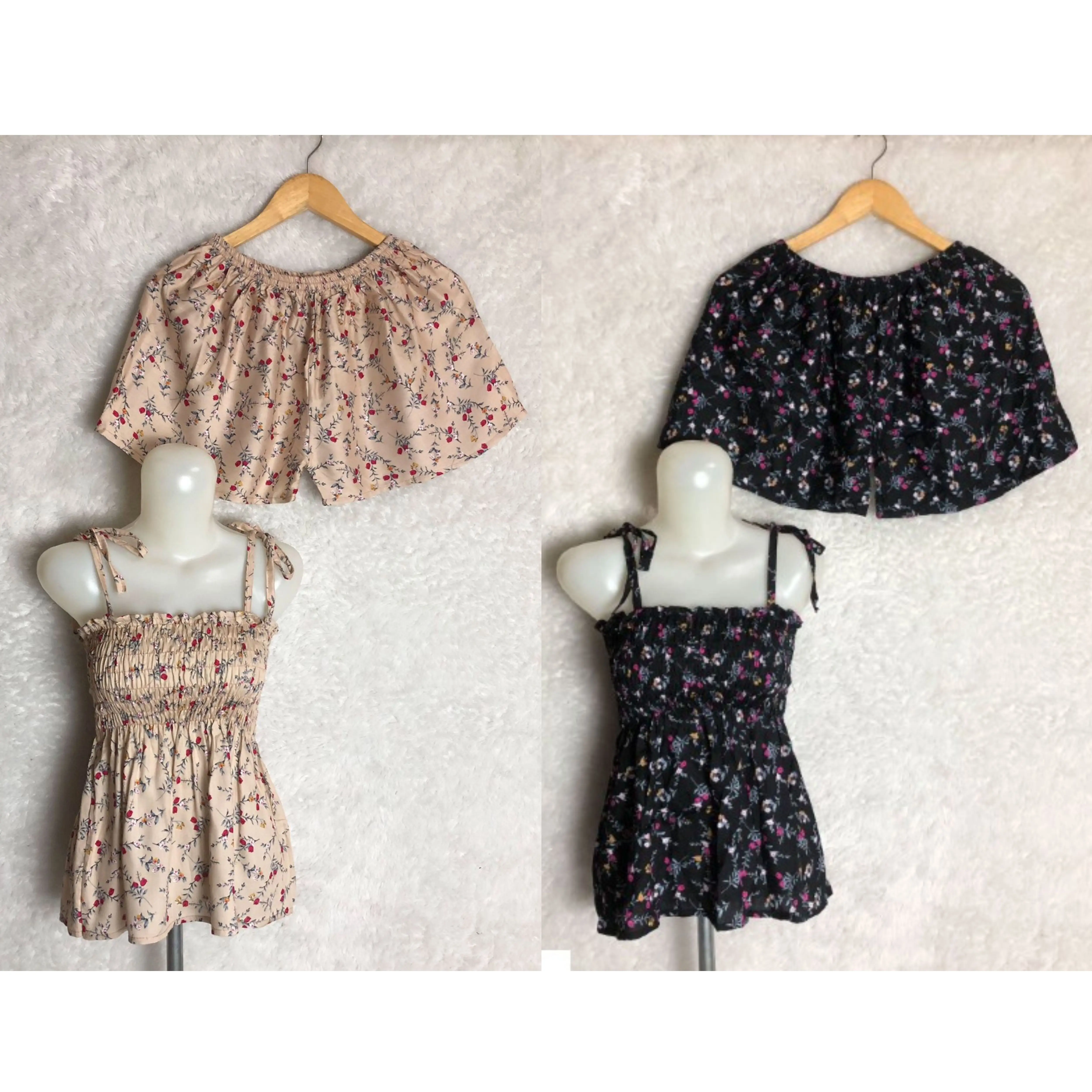 Setelan Tangtop Wanita Dewasa Motif Bunga Baju Celana Pendek