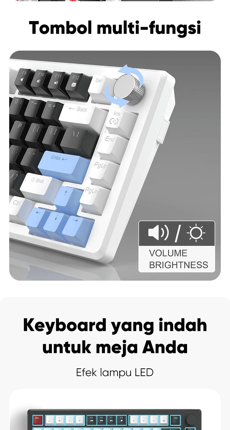 Product Introduction of MAGEGEE Mechanical Keyboard Wired Gaming LED Light 75% Layout Black Switch/Brown Switch/Red Switch/Yellow Switch STAR75 5