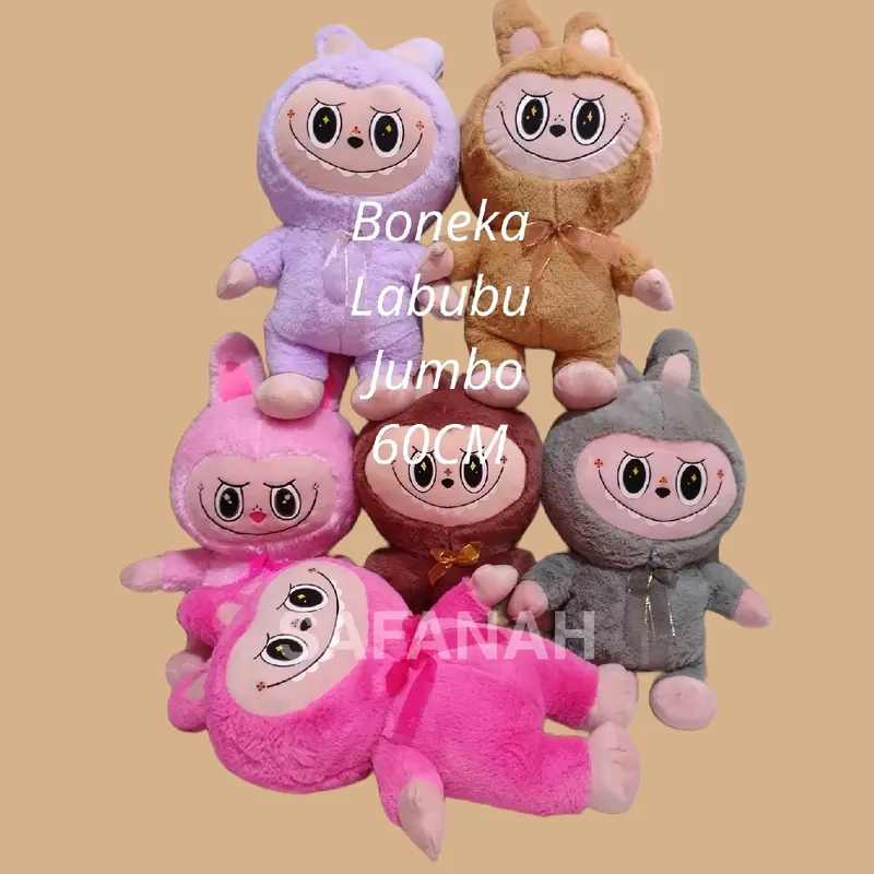 Boneka Labubu The Monster Exciting Macaron Pop - Ukuran Jumbo 60CM dan XL 45CM Toys Dolls Kado boneka labu labu 1