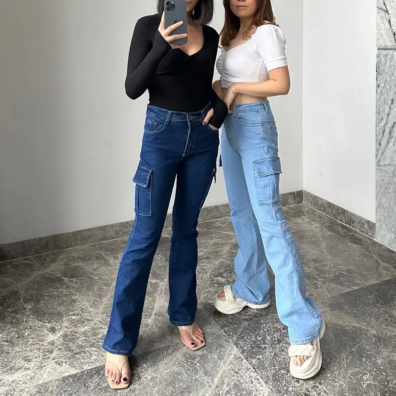 Celana Cargo Cutbray Stretch Highwaist Jeans Size27-34 Panjang Wanita Loose 7