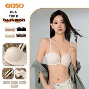 Set bra tiga potong, bra busa katun tipis, ukuran cup A-C, pengait dan penutup tiga baris, bra elastis untuk pemakaian sehari-hari dengan tali bahu yang dapat dilepas.