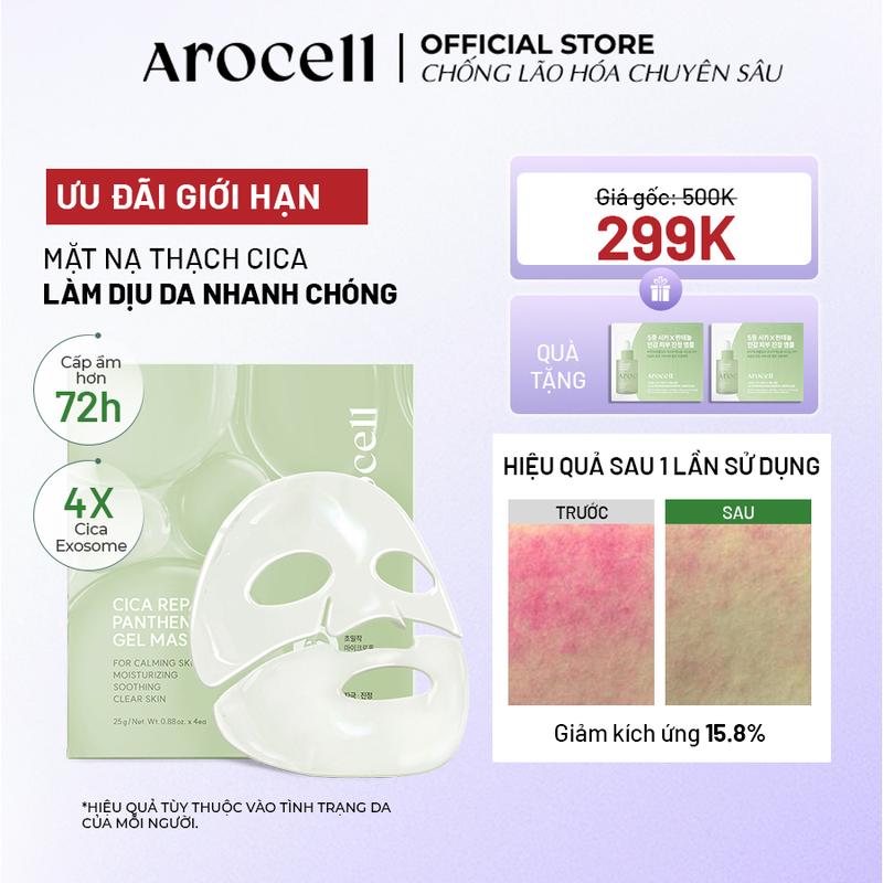   ƯU ĐÃI  Mặt Nạ Thạch Cica Repair Panthenol Gel Mask Hỗ Trợ Dưỡng Ẩm Sâu Làm Dịu & Phục Hồi Da  Hộp 4 Miếng  