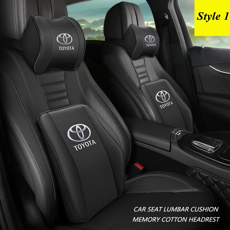 Bantal kulit untuk leher kereta, sandaran kepala span memori bernafas, kusyen pinggang sesuai untuk Toyota vios Levin Fortuner Prius Camry Innova Corolla Auris Wildlander Avalon, dalaman kereta