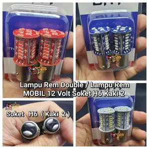 (2 Pcs) Lampu REM DOUBLE Bayonet 30 Mata Running Flash / Lampu REM Mobil 12 VOLT Soket H6 Kaki 2 Universal Car Stoplamp Kendaraan Mobil dan Motorcycle