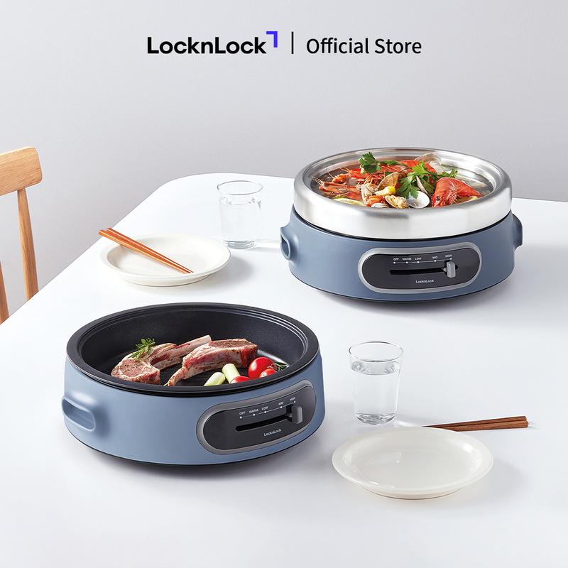 Nồi lẩu, nướng đa năng LocknLock Multi Cooker EJP542VY - 220-240V, 50/60Hz - Công suất 1300-1500W - Dung tích 4L - Màu xanh Navy
