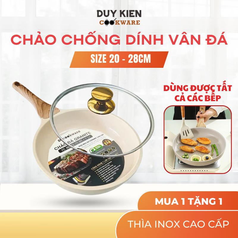 [BEST 2025] Chảo đá chống dính DuyKien, chảo bếp từ, vân đá cao cấp, chảo có nắp 20cm 24cm 28cm dùng cho mọi loại bếp