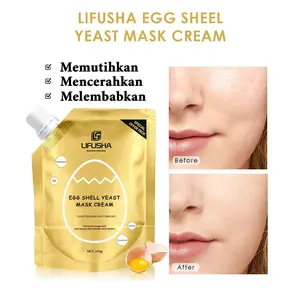LIFUSHA Masker Kulit Telur Premium Egg Shell Yeast Cream - Pencerah & Pemutih Kulit Wajah 100gr Perawatan Muka