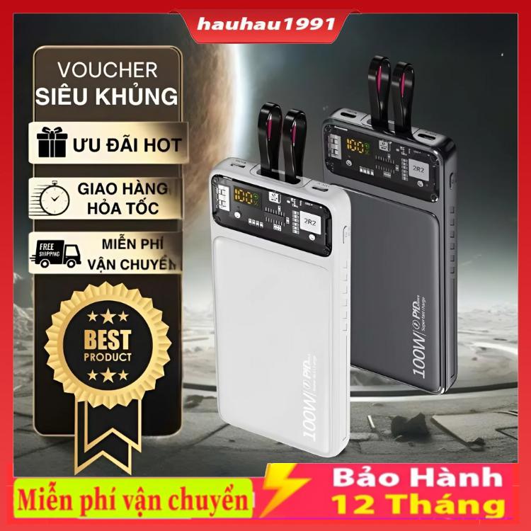  Sạc dự phòng HB 30000mAh Pin sạc nhanh - Màn hình LED Pin siêu trâu có sẵn 2 dây sạc 