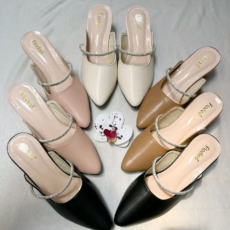 Fladeo Sandal Heels 5cm U Permata Cantik Mempesona Cocok untuk Pesta Kondangan Arisan Jalan Jalan nge Mall Alas Kaki Shoes Wanita sepatu pantofel 5