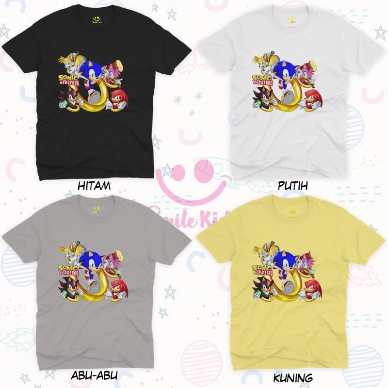 KAOS BAJU ANAK MOTIF SONIC THE HEDGEHOG AND FRIENDS Fashion Usia 1-10 Tahun Combed Cotton Perempuan 4