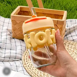 B ( B124 ) GELAS MINUM KACA AESTHETIC HOHO 400 ML KEMASAN BOX