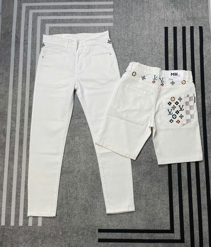 Quần dài jean nam trắng trơn phối thêu họa tiết ,chất bò co giãn tốt phong cách trẻ trung sang trọng mẫu mới