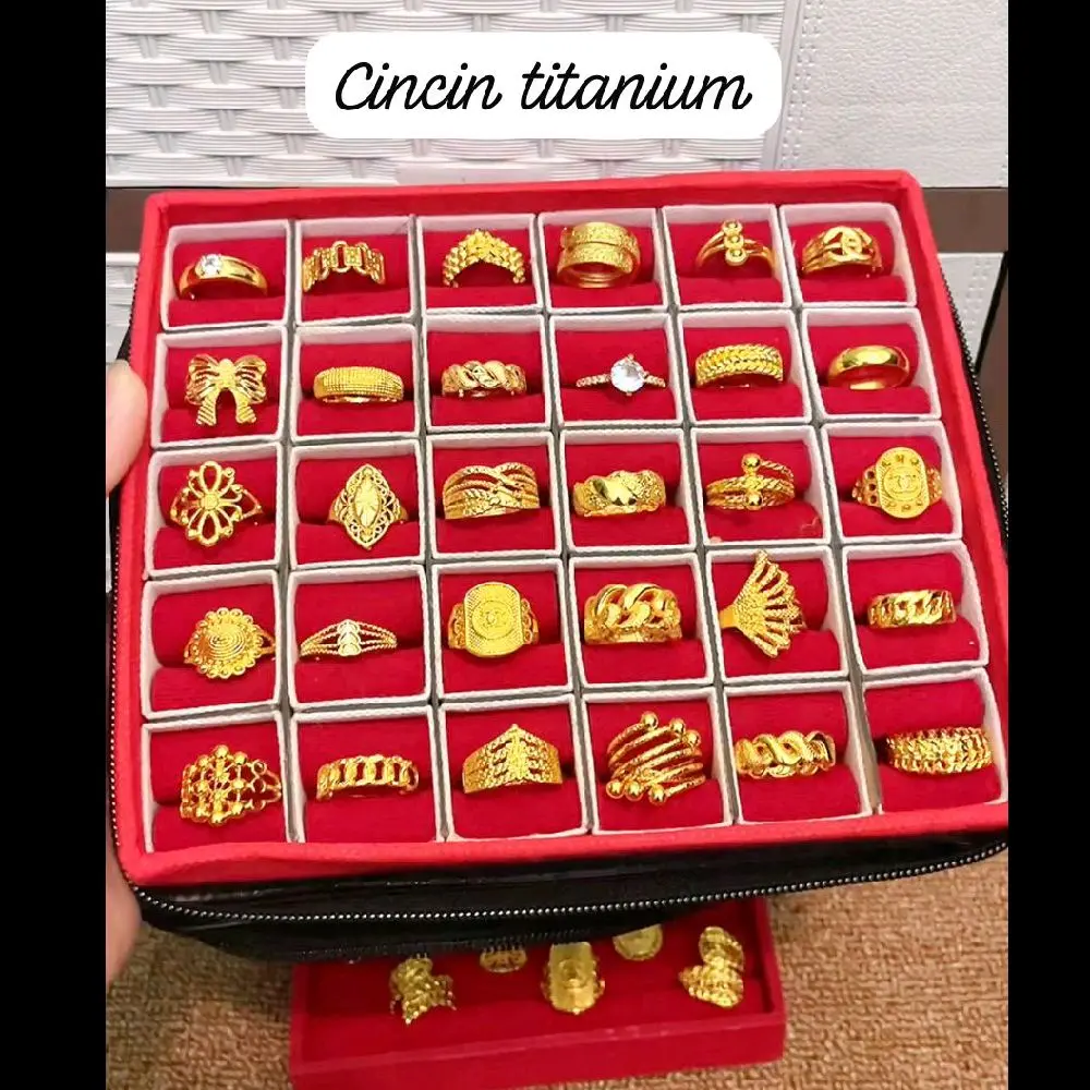 Harga Grosir Cincin Titanium Mix Motif isi 12pcs Rings