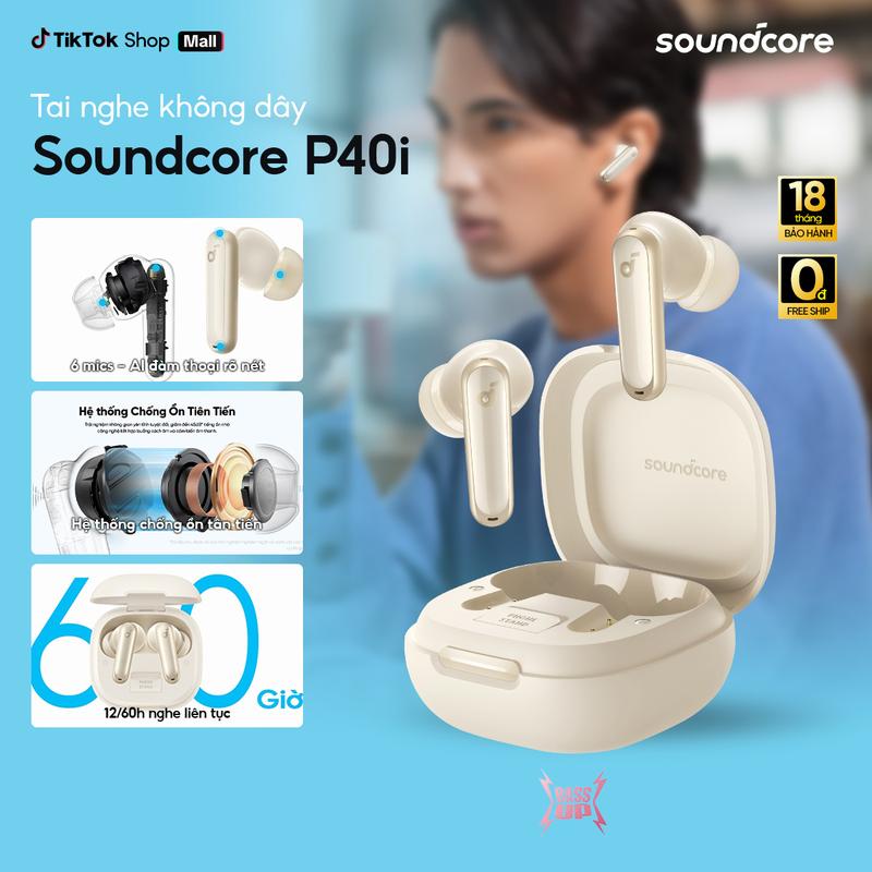 Tai nghe bluetooth Soundcore P40i | Chống ồn chủ động ANC | Pin trâu| Dịch thuật AI trên App | Đàm thoại vượt trội- Tai nghe không dây headphone chụp tai- Bảo hành 18 tháng- Hàng chính hãng