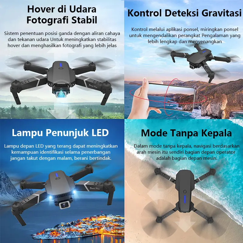 4K Drone E88 Pro Shot Camera Quadcopter Shoot Murah Original Indoor Outdoor Drone Pro Mini RC 4K HD Camera -D2 Kamera Wifi Accessories 6