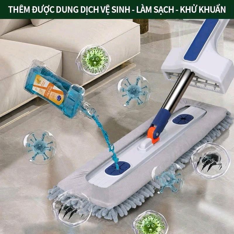 Chổi kèm 2 bông lau. Cây chổi lau nhà đa năng cán inox 304. siêu bền, siêu tiện lợi,siêu sạch. cánh tay đắc lực hỗ trợ các chị em, các mẹ làm sạch ngôi nhà thân yêu.