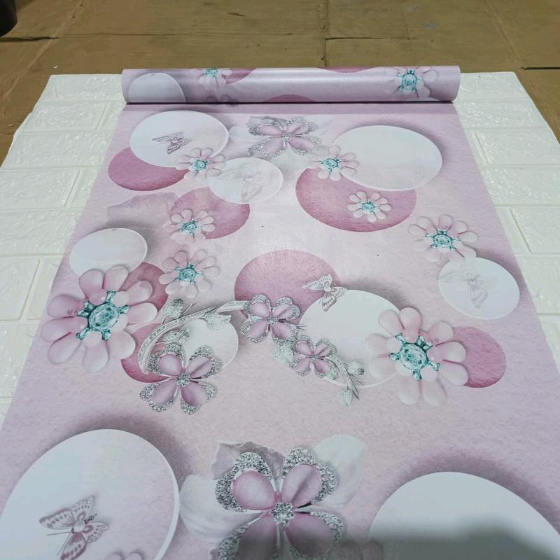 Wallpaper Stiker Dinding Motif Kupu-kupu pink Mewah Elegan Kertas 6