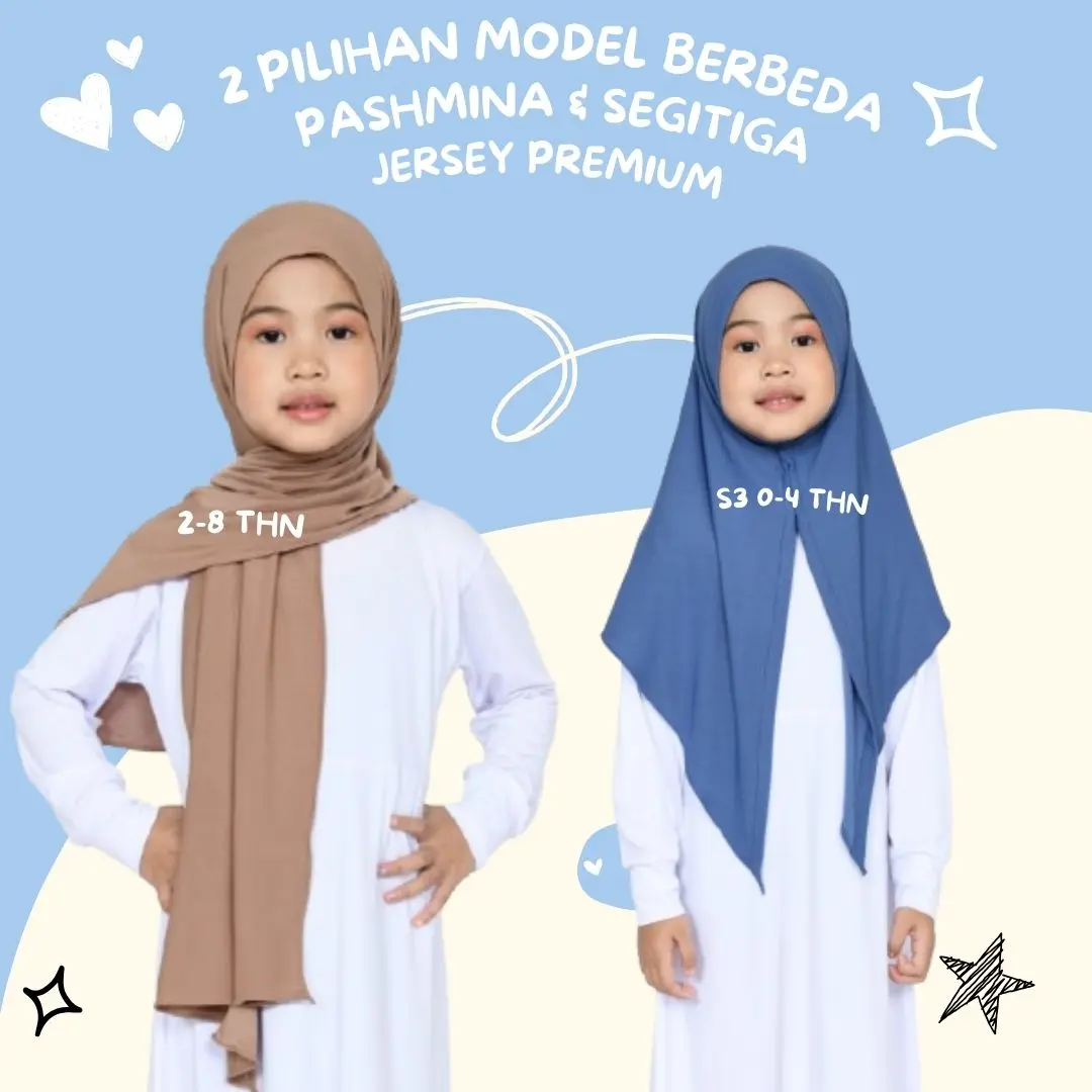 Pashmina Instan anak Usia 2-8 tahun Jersey premium jahit dagu Jilbab Anak Perempuan