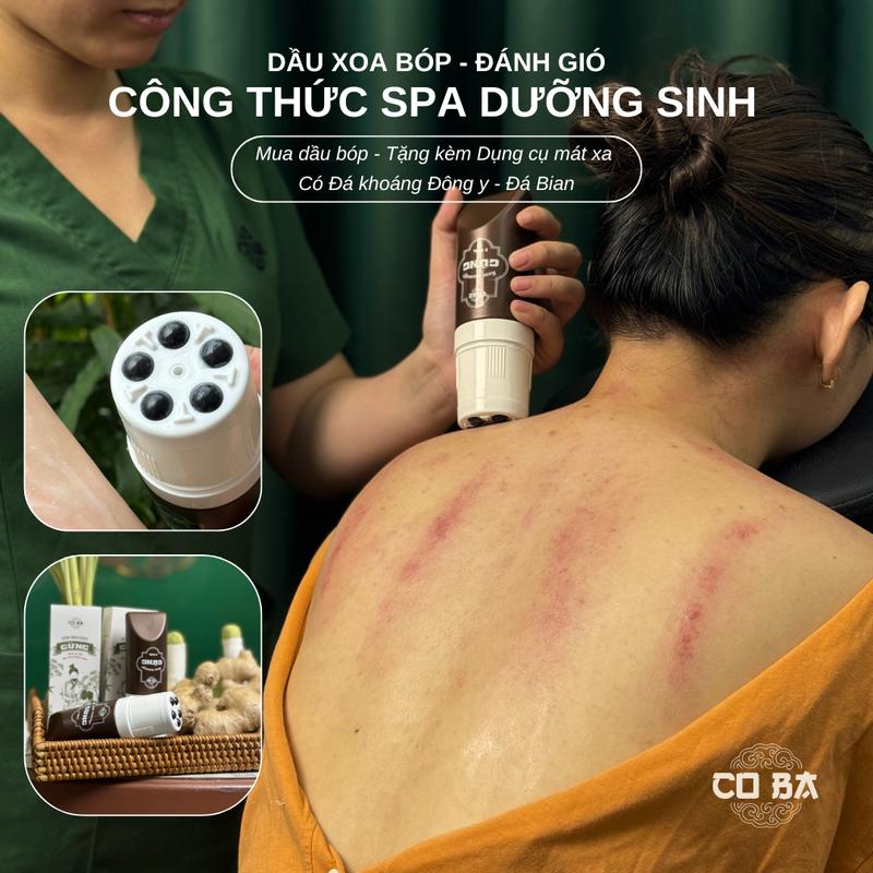Dầu Xoa Bóp Cạo Gió Gừng Công Thức Spa Dưỡng Sinh Tặng Dụng Cụ Mát Xa Đầu Đá Khoáng Đông Y Hỗ Trợ Cải Thiện Nhức Mỏi Giãn Cơ