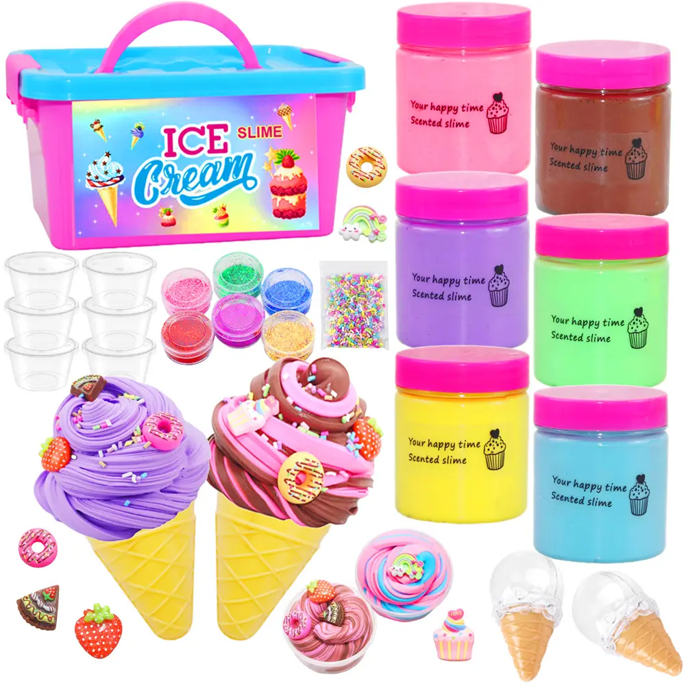 Slime Making Kit DIY Ice Cream Slime For Girls Butter Slime Fluff Slime Making Kit Kids Slime Stress Relief Toy