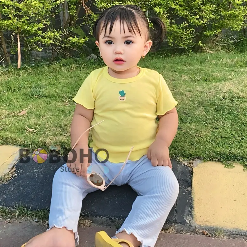 BOBOHO - Legging Kriwil Casual Anak Perempuan Lokal Bahan Rib Tebal / Celana Legging Polos Bayi / Legging Anak 2