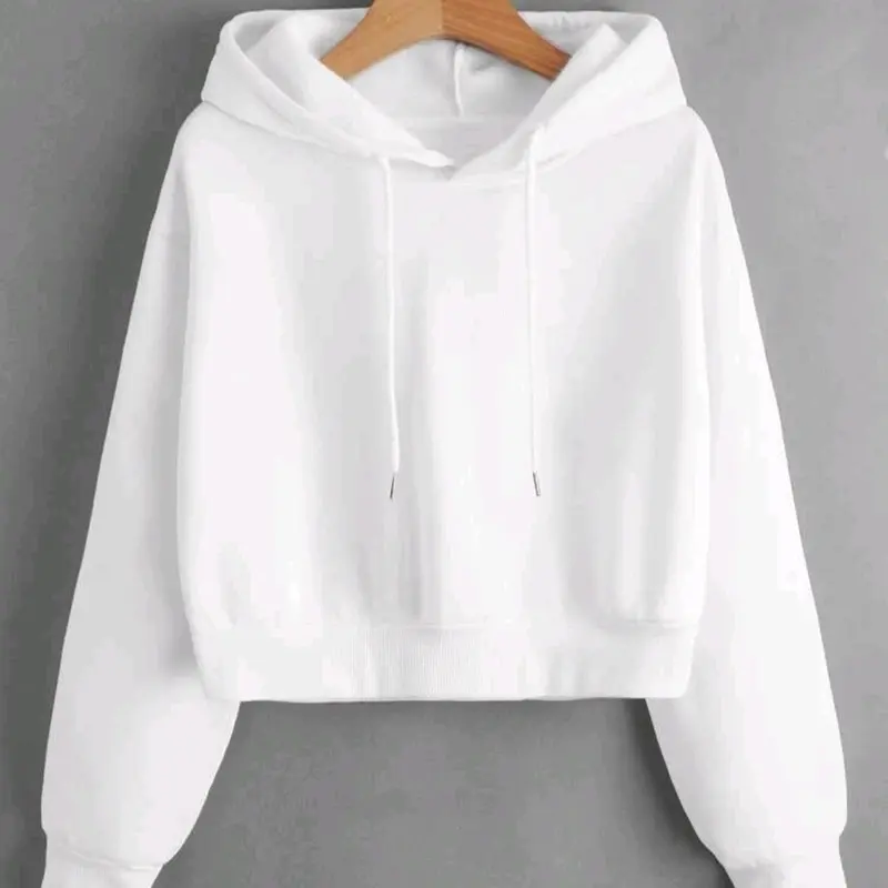 Sweater Crop Hoodie Wanita Fleece Lembut 6