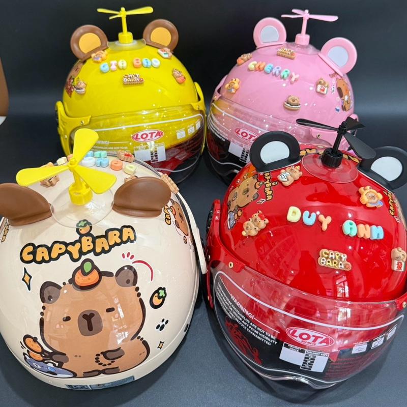   TẶNG CHARM TÊN  Nón Bảo Hiểm CAPPYPARA Trẻ Em Đạt Chuẩn Kiểm Định. Tem Hình Cute Dễ Thương 