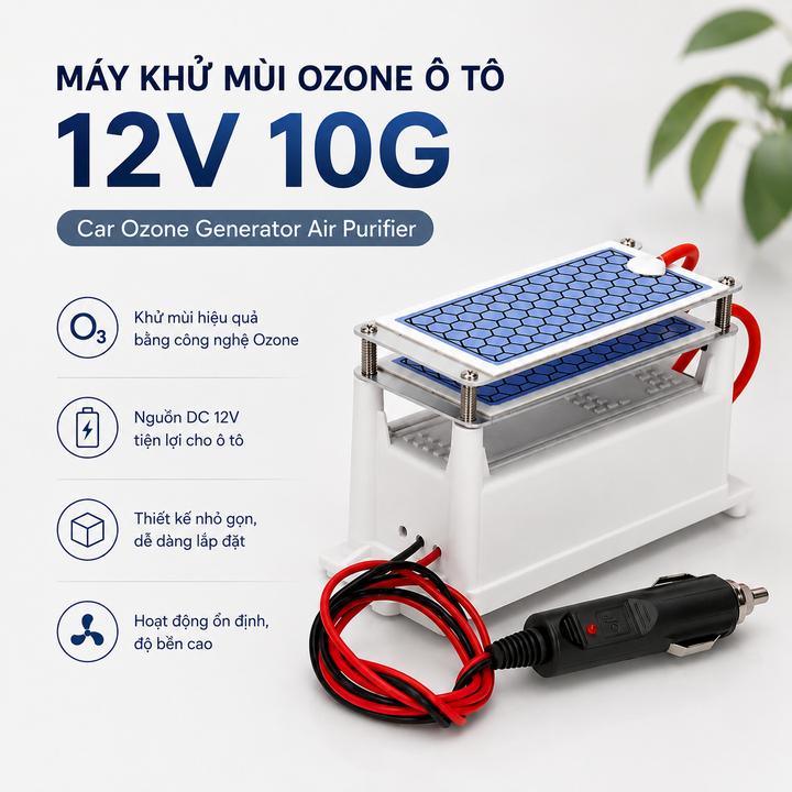 🌿⚡ Máy Khử Mùi Ozone Ô Tô 12V 10G – Car Generator Air Purifier
