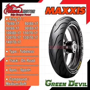 Maxxis Green Devil MA-G1 Ring 17 Tubeless All Size (Profil Donat Medium Soft Compound) Ban Motor Bebek/Sport Tubles (Ukuran 70/90-17, 80/80-17, 80/90-17, 90/80-17, 100/80-17, 110/70-17, 120/70-17, 130/70-17, 140/70-17)